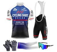 Men’s Summer Cycling Suit - Short Sleeve Cycling Jersey with 9D Gel Padded Bib Shorts Set, for Outdoor Riding Sport, Biking Race,2024 World Tour Team cycling Jersey Set for Men (TYP-4,XL)