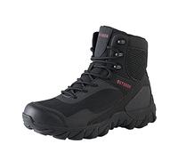 Men’s Tactical Combat Boots with Lace-Up and Side Zip, Anti-Slip High Top Military Boots for Men, Durable Mesh Leather Outdoor Footwear, Lightweight Ankle Support Hiking Patrol Training Shoes