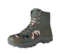 Men’s Tactical Combat Boots with Lace-Up and Side Zip, Anti-Slip High Top Military Boots for Men, Durable Mesh Leather Outdoor Footwear, Lightweight Ankle Support Hiking Patrol Training Shoes