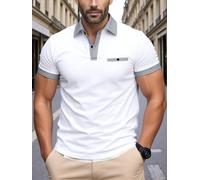 Men’s Textured Jacquard Polo Shirt, Short Sleeve Classic Collar Knit Tee, Stylish Business Casual Summer Top