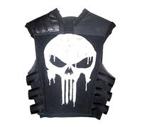 Men’s The Punisher Skull Design Vest Black Leather | Frank War Zone Tactical Style