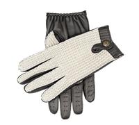 Men’s The Suited Racer Touchscreen Crochet-Back Leather Driving Gloves - BLACK / XL
