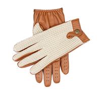 Men’s The Suited Racer Touchscreen Crochet-Back Leather Driving Gloves - COGNAC / M