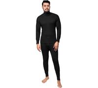Men’s Thermal Base Layer Set Extreme Warm Long Sleeve Turtleneck Top & Bottoms, Winter Thermal Underwear for Cold Weather, Ski Inner Vest Warm Long John Set for Men (Black Full Set, XL)