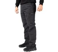 Men’s Thermal Fleece-Lined Cargo Trousers - Windproof Water-Resistant Work Combat Pants with Multi Pockets, Elasticated Waist & Drawstring for Walking & Outdoor, Biker Cyclist Use - Black M