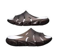 Men’s Thick Platform Open Toe Slide Sandals, Luminous Soft Cushion EVA Sport Slides, Non Slip Quick Dry Casual Slippers for Beach Shower Indoor Outdoor Walking(Grey,7 UK)