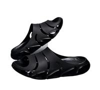 Men’s Thick Platform Open Toe Slide Sandals, Luminous Soft Cushion EVA Sport Slides, Non Slip Quick Dry Casual Slippers for Beach Shower Indoor Outdoor Walking(Black,7.5 UK)