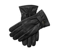 Men’s Touchscreen Lined Leather Gloves with Contrast Stitching - Black / L