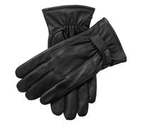 Men’s Touchscreen Lined Leather Gloves with Contrast Stitching - Black / M