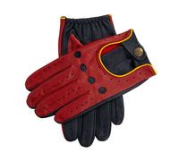 Men’s Touchscreen Three-Colour Leather Driving Gloves - Berry/Navy/Yellow / L
