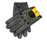 Men’s Touchscreen Three-Colour Leather Driving Gloves - Black/Black/Yellow / M