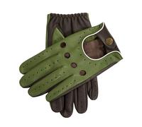Men’s Touchscreen Three-Colour Leather Driving Gloves - Lincoln Green/Brown/White / L