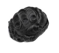 Men’s Toupee Double Layers Lace PU Hairpiece Replacement Capillary Prosthesis System Human Hair Breathable Durable Males Wigs (1B20) Herren Perücken(6"x9")