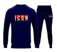 Men’s Tracksuit Sets Fleece Top Bottoms Jogging Joggers Gym Casual Exercise Running Sweat Suit Pants Men Round Crew Neck Icon Full Tracksuit Set Stretchable (UK, Alpha, XXL, Regular, Regular, Navy)