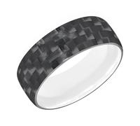 Men’s Tungsten Carbide Wedding Band - 9mm Woven Black Carbon Fiber Exterior Ring with White Tungsten Interior, Flat Low Dome Profile, Comfort Fit, Scratch Resistant & Hypoallergenic by Brilliant