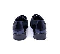 Men’s Two Tone Patent Leather Lined Shiny Formal Derby Dress Lace Up Shoes [EL0712-NAVY-7UK]