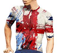 Men’s Union Jack Flag Cycling Jerseys Casual 1/4 Zip St Georges Day T Shirts Summer Short Sleeve Biking Cycle Tops Quick Dry Mountain Bike MTB Shirt Racing Bicycle Clothes Beige