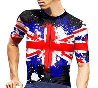 Men’s Union Jack Flag Cycling Jerseys Casual 1/4 Zip St Georges Day T Shirts Summer Short Sleeve Biking Cycle Tops Quick Dry Mountain Bike MTB Shirt Racing Bicycle Clothes