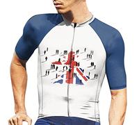 Men’s Union Jack Flag Cycling Jerseys Casual 1/4 Zip St Georges Day T Shirts Summer Short Sleeve Biking Cycle Tops Quick Dry Mountain Bike MTB Shirt Racing Bicycle Clothes White