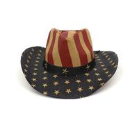 Men’s USA American Flag Cowboy Hat W/Western Shape It， Red， Size Cowboy Boots (Dark Blue, M)