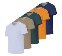 Men’s V-Neck Short Sleeve T-Shirts Plain Solid Color Casual Basic Tees 1/3/5 Pack Multipack Soft Breathable Summer Tops