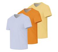 Men’s V-Neck Short Sleeve T-Shirts Plain Solid Color Casual Basic Tees 1/3/5 Pack Multipack Soft Breathable Summer Tops