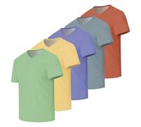 Men’s V-Neck Short Sleeve T-Shirts Plain Solid Color Casual Basic Tees 1/3/5 Pack Multipack Soft Breathable Summer Tops