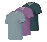 Men’s V-Neck Short Sleeve T-Shirts Plain Solid Color Casual Basic Tees 1/3/5 Pack Multipack Soft Breathable Summer Tops