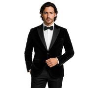 Men’s Velvet Black Blazer Satin Lapel Formal Wedding Father-Son Dinner Jacket Chest 50R
