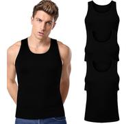 Men’s Vests 100% Ribbed Cotton Regular fit Tank Tops Sleeveless Undershirts, Super Absorbency, Regular fit Undershirt, Itch Free Labels, Shrinkage Control [Black Pack of 3,M]