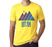 Men’s Vintage Tee Shirt Graphic T Shirt Mountain Utah Yellow (3XL, Yellow)