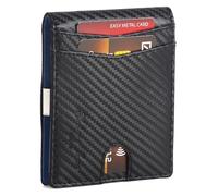 Men’s Wallets Slim RFID Blocking Carbon Fiber Leather Wallets Men’s with up to Credit Card Holder, Strong Money Clip & ID Window Minimalist Bi-Fold Wallets for Men UK with Gift Box (Blue)