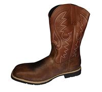 Men’s Western Cowboy Boots, Classic Leather Square Toe Riding Boots with Embroidered Shaft, Durable Non Slip Sole and Cushioned Insole, Traditional Country Style Footwear