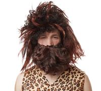 Men’s Wig Stone Age Fancy Dress Outfit Costume Neanderthal caveman Neanderthal