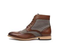 TruClothing Men’s Wingtip Brogue Ankle Boots Leather Lined Chukka Dress Shoes - Brown 8