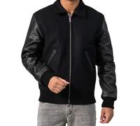 Men’s Wool Body Jacket with Cowhide Leather Sleeves - Varsity Letterman Baseball Bomber School Jacket, Retro Letterman Motorbike Bomber for Men (UK, Alpha, 6XL, 7XL, Regular, Regular, 6XL)