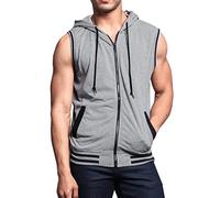 Men’s Workout Hoodies Tank Top Mens Sleeveless Zip Up Hoody Sweatshirt with Pocket Sleeveless Hoodie Men Sleeveless Gym Tank Tops Athletic Training