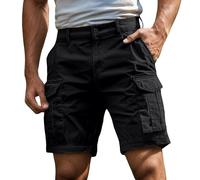 Men’s Workwear Cargo Shorts, 2026 Heavy Duty Multi-Pocket Utility Shorts, Breathable Cotton Knee Length Shorts for Work, Hiking, Gardening (Black, XL)