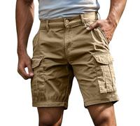Men’s Workwear Cargo Shorts, 2026 Heavy Duty Multi-Pocket Utility Shorts, Breathable Cotton Knee Length Shorts for Work, Hiking, Gardening (Khaki, M)