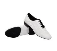 Men Salsa Tango Modern Leather Square Heels Adults Party Latin Dance Low Heel Ballroom Dancing Shoe Rumba Jazz Shoes For Hip Hop(White Rubber Outdoor,45)