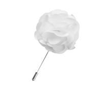 Men Satin Flower Brooch White Handmade Lapel Tie Pin M15