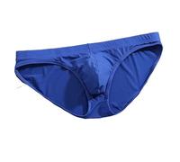 Men Seamless Sexy Low-Waist Ice Silk Transparent Brief Jockstrap Thongs breathable Men triangle underwear (Blue,4XL)