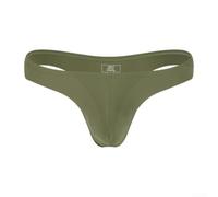 Men Seamless Thong Underwear Low Waist Pouch T Back G Strings Solid Color Nylon Spandex Briefs For Daily Wear And Sports Black(M Army Green)