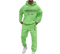 Men Sets Outfits Contrast String Fleece Tracksuit Hoodie Top Bottoms Joggers Gym Set Unisex Sweatsuit Athletic Set Gym Contrast Jogging Full Tracksuit Hoodies Xmas (Light Green, XXXL)