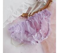 Men Sheer Mesh Knicker Underwear Bikini Brief Floral Lace Pouch Panties Sissy Style with Elastic Waist (Purple)