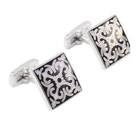 Men Shirt Cufflinks White Steel Square Men's Business Cufflinks for Wedding, Birthday