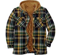 Men Shirt Jacket Hooded Lumberjack Jacket Quilted Fleece Hoodies Check Button Shirt，Windproof and Warm Lining，Leisure Other Outdoor Sports (Color : A, Size : XL)