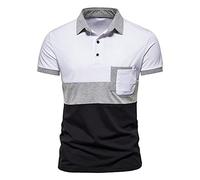 Men Shirt Summer Regular Fit Button Placket Men Leisure Shirts Trend Fashion Striped Short-Sleeved T-Shirt Business Casual Wicking Men’S Polo Shirt F-F06 XXL