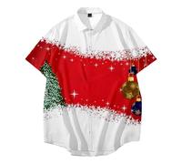 Men Shirts Christmas Shirts for Men Xmas 2024 New Men's Casual Printed Short Sleeved Shirt Christmas Fashion Funny Shirt (White, XXXXXXXXL)