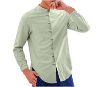 Men Shirts Long Sleeve Designer Shirts Slim Fit Frog Button Shirt Vintage Grandad Collar Tops Solid Colour Fitted Shirt Mens Breathable Lounge Wear Spring Walking Clothes
